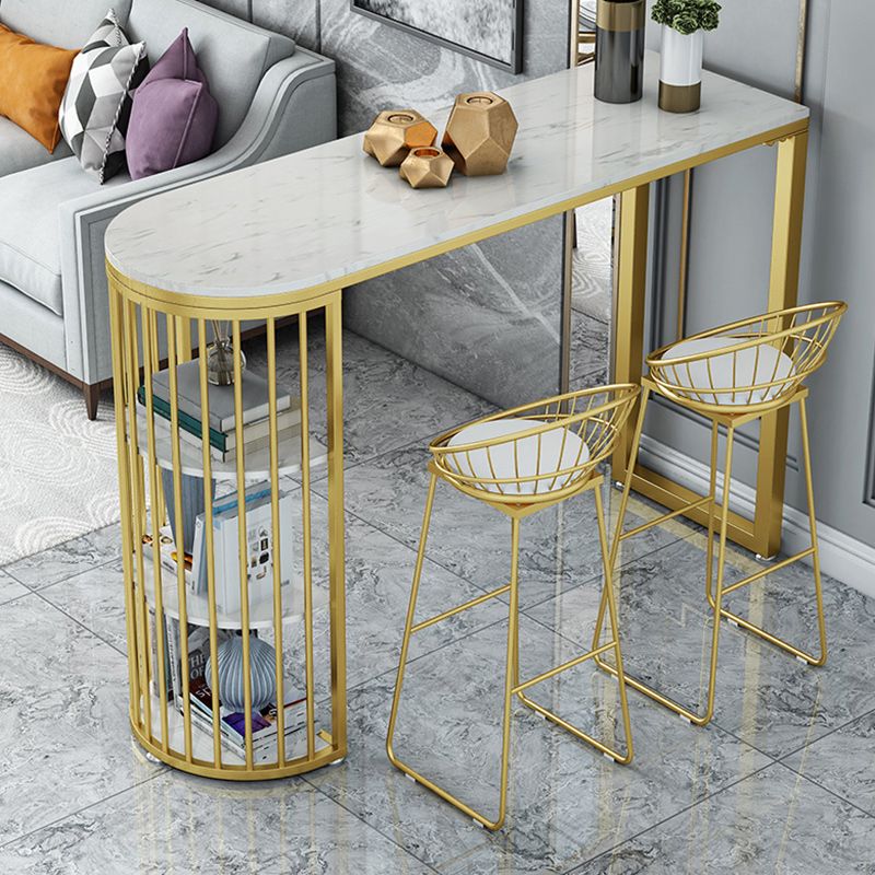 Stone Bar Dining Table Glam Style Rectangle Bar Table with Double Pedestal for Dining Room Clearhalo 'Bar Furniture' 'Bar Tables' 'bar_tables' 'furn' 'furn_bar_tables' 'Furniture' 'Kitchen & Dining Furniture' 1200x1200_5fcbb38f-2d14-4fe1-8935-6a09075745cc