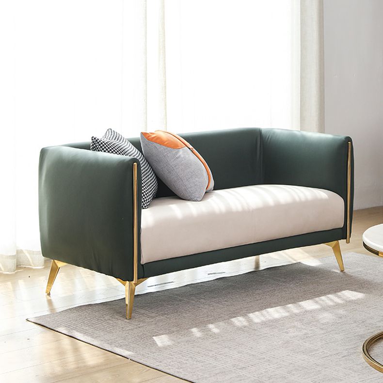 Glam Square Arm Sofa 29.13" High Faux Leather Sofa Stain Resistant