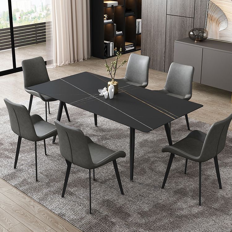 Industrial Dining Table with Black Stone Rectangle Dining Table for Kitchen Clearhalo 'Dining Tables & Seating' 'Dining Tables' 'dining_table' 'furn' 'furn_dining_table' 'Furniture' 'Kitchen & Dining Furniture' 1200x1200_5fccf51a-16b6-4e68-b62b-c2749170b0c4