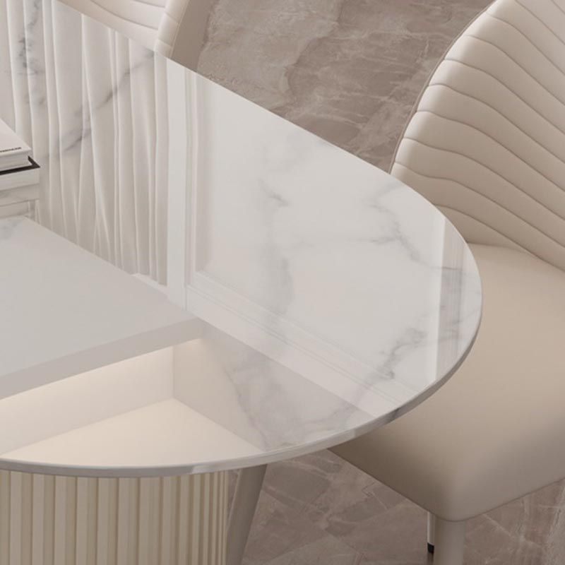 Traditional Luxury Dining Table with White Marble Oval Dining Table for Home