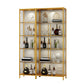 Glass Display Stand Glam Curio Cabinet with Shelves in Black/ Gold