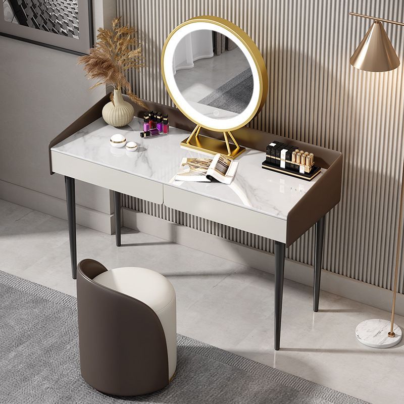 29,52 "altezza tavolo da trucco a 2 cassetti moderno sgabello da vanità in ardesia moderna