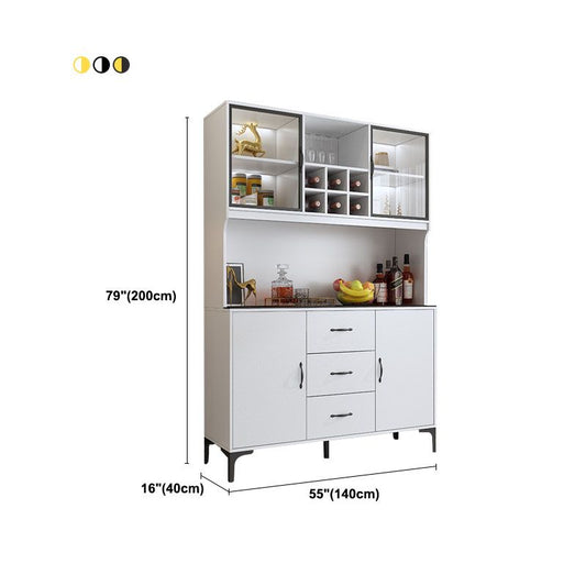 Sideboard moderna cornice in legno e calore superiore in pietra con porta per la cucina