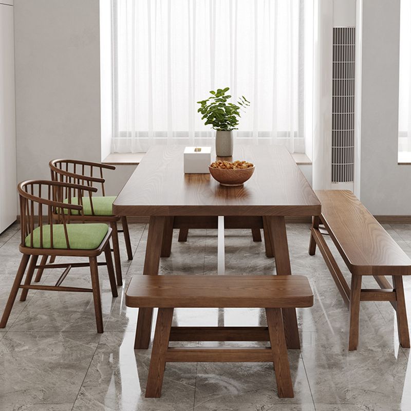 Simplicity Style Dinette Table Solid Wood Rectangle Dinner Table in Brown