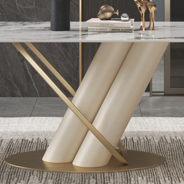 Rectangle Dining Site Table Traditional Luxury Table with Stainless Steel Base