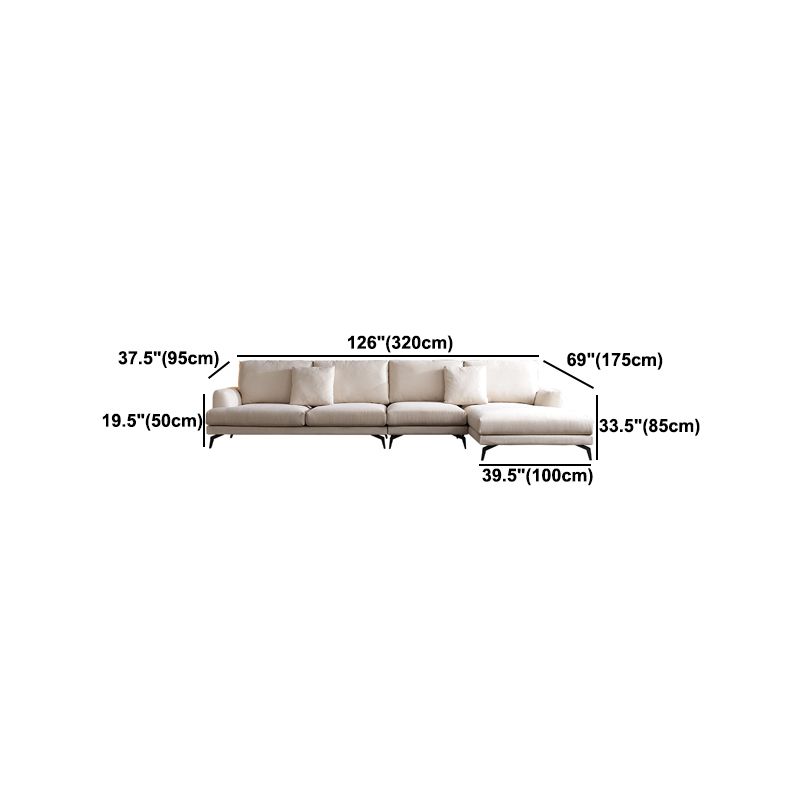 Ivory 4-seat Square Arm Sectional Scandinavian Fabric Sofa & Chaise Clearhalo 'furn' 'furn_sectionals' 'Furniture' 'Living Room Furniture' 'Sectionals' 1200x1200_5fd3aea9-34bb-4e1c-af07-5d4e3e13c033