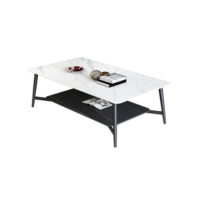 4 gambe 1 tavolino singolo tavolo da cocktail in ardesia rettangolare con scaffale