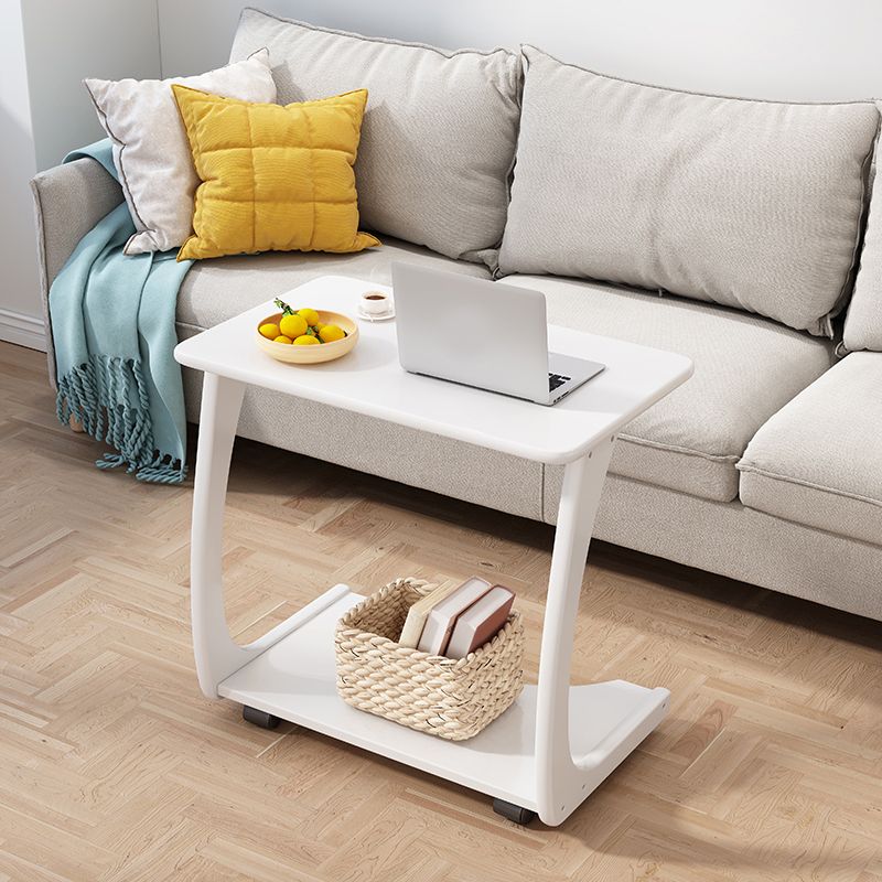 Mesa lateral superior rectangular moderno 24.8 "de altura de madera de altura con estante y rueda