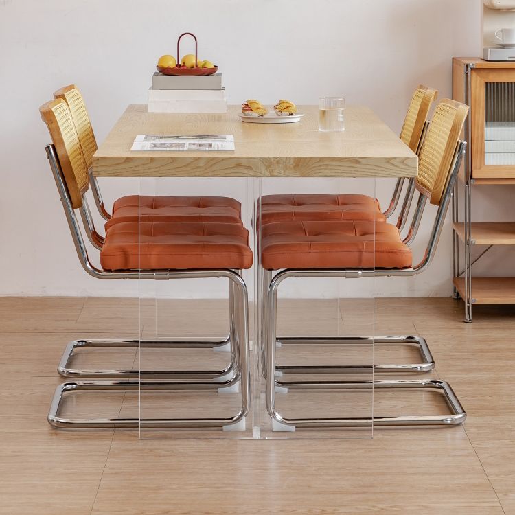 Silla lateral tapizada silla de brazo trasero de estilo moderno con base cromada