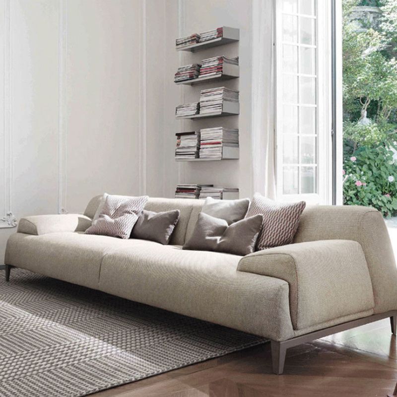 with Storage Linen Living Room Recessed Arm Beige Contemporary Settee Clearhalo 'furn' 'furn_sofas' 'Furniture' 'furniture_sofas' 'kitchen' 'kitchen_sofas' 'Living Room Furniture' 'Sofa' 'sofas' 1200x1200_5fdaf287-01da-4426-b7bc-a9612d694d4a