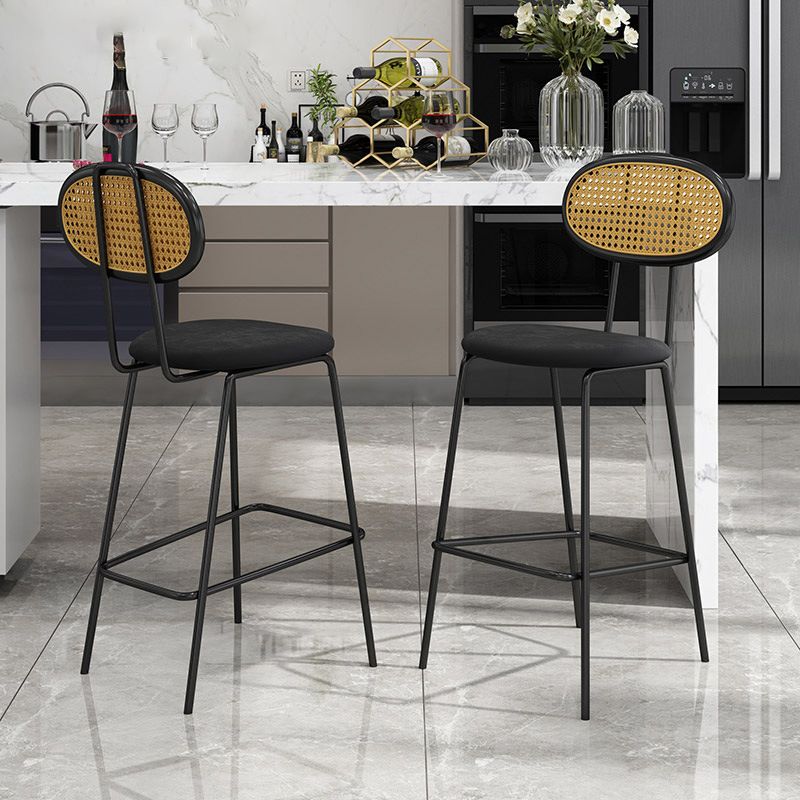 Nordic Rattan Low Back Barstool Simple Indoor Tall Stool with Upholstered Clearhalo 'Bar Furniture' 'Bar Stools' 'bar_stools' 'furn' 'furn_bar_stools' 'furniture_bar_stools' 'Kitchen & Dining Furniture' 'kitchen&dining_furn' 'kitchen' 'kitchen_furn' Furniture' 1200x1200_5fdc4836-d1e3-4a80-9572-b8a48da736fd