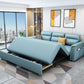 Square Arm Contemporary Convertible Faux Leather Bed Settee with Pillows
