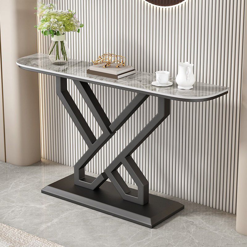 Glam Console Accent Table Antique Finish Console Table in Stone