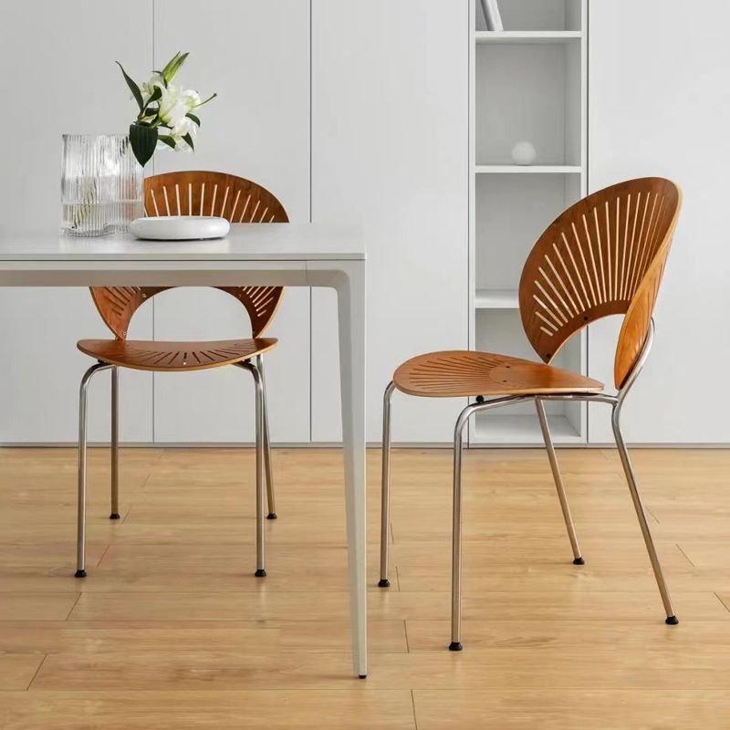 Scandinavian Style Open Back Dining Side Chair with Metal Legs Armless Side Chairs for Home Clearhalo ' kitchen&dining_furn' 'Dining Chairs' 'Dining Tables & Seating' 'dining_chair' 'furn' 'furn_dining_chair' 'Furniture' 'furniture_dining_chair' 'Kitchen & Dining Furniture' 'kitchen' 1200x1200_5fdfb567-bd74-48f9-a725-ef1efe5b04e7