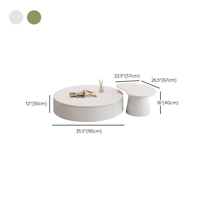 White Coffee Table Wooden 2 Piece Nesting Tables with Storage Drawer Clearhalo 'Coffee & Accent Tables' 'Coffee Tables' 'coffee_tables' 'furn' 'furn_coffee_tables' 'Furniture' 'Living Room Furniture' 1200x1200_5fe0cfdd-142f-4373-b0dd-202c1a654d20