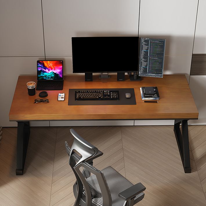 Tavolo da laptop rettangolare rettangolare da scrivania in legno massiccio contemporaneo