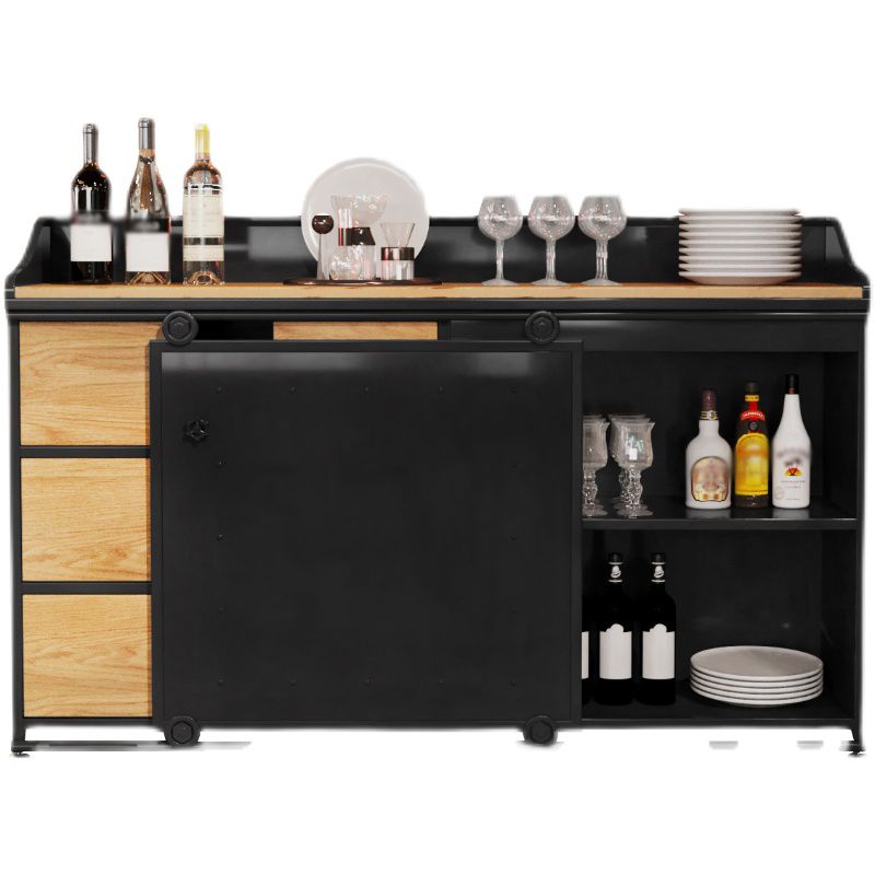 Dining Room Glam Style Sideboard Wood Drawer Iron Sliding Doors Cupboard Clearhalo 'buffet_sideboard' 'Buffets & Sideboards' 'furn' 'furn_buffet_sideboard' 'Furniture' 'furniture_buffet_sideboard' 'Kitchen & Dining Furniture' 1200x1200_5fe2e483-b271-424e-bafa-1f0853a07de1