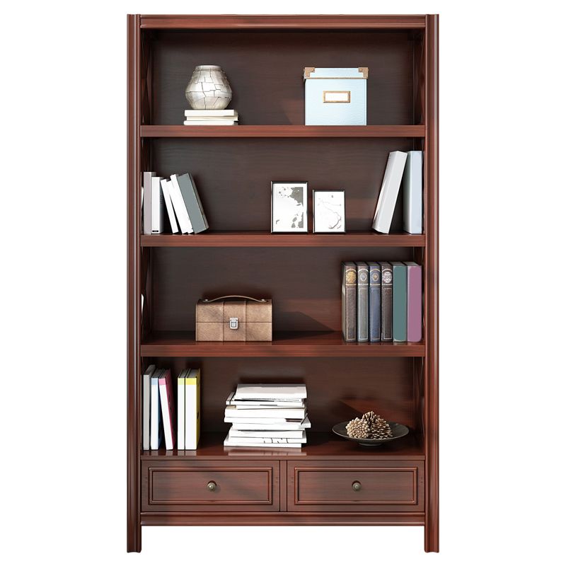 Wood Standard Bookcase Contemporary Closed Back Bookshelf with Shelves