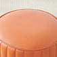 Pouf contemporaneo resistente all'acqua rotonda in pelle arancione ottomana