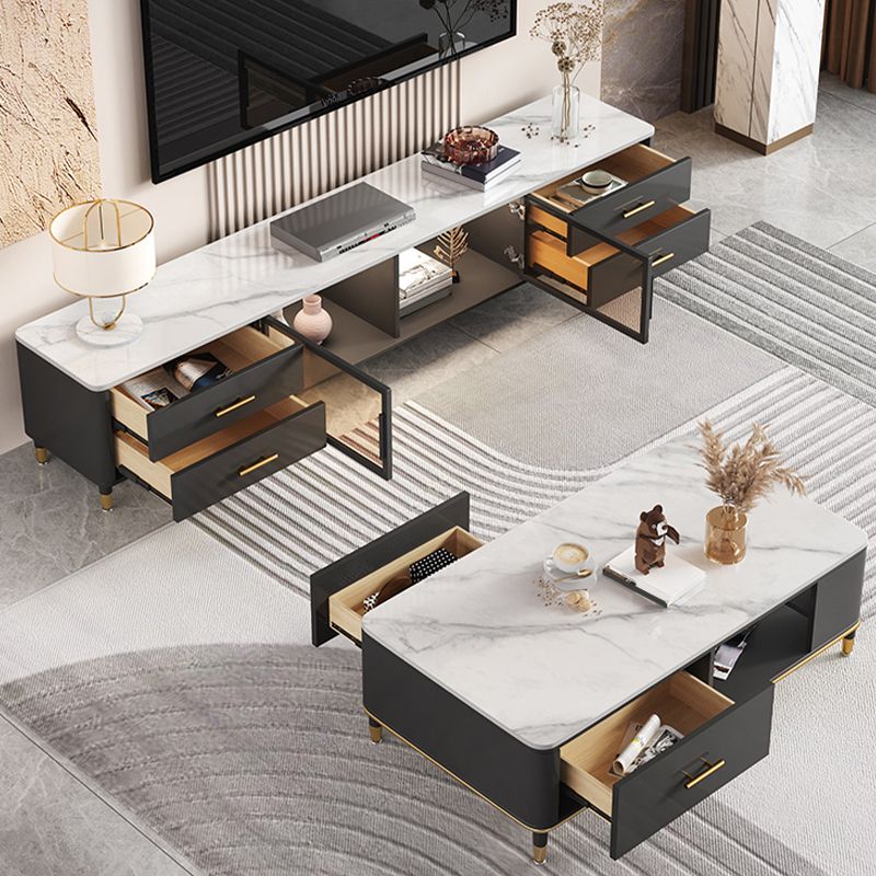Enclosed Storage Stand Console Glam TV Media Console with 4 Drawers Clearhalo 'furn' 'furn_tv_stands_entertainment_centers' 'Furniture' 'Living Room Furniture' 'TV Stands & Entertainment Centers' 'TV Stands & Media Storage Furniture' 'tv_stands_entertainment_centers' 1200x1200_5fe5517e-455d-42f5-862b-e4135ca92f78
