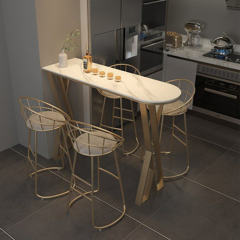 42-inch Height Cocktail Bar Table Glam Style Gold Frame Bar Table for Indoor Clearhalo 'Bar Furniture' 'Bar Tables' 'bar_tables' 'Furniture' 'furniture_bar_tables' 'Kitchen & Dining Furniture' 'kitchen&dining_furn' 'kitchen' 1200x1200_5fe668de-e10a-4492-8215-367164a85834