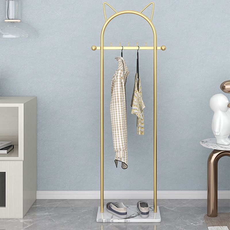 Modern Metal Hall Stand Harging Rail Bajo estante y 5 ganchos colgador de abrigo