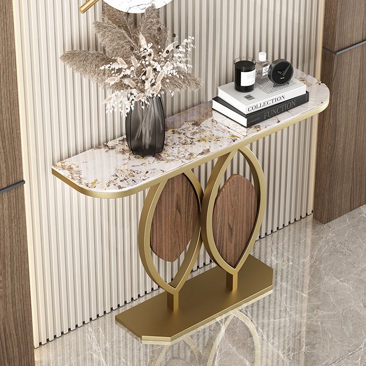 Tavolo console in pietra glam tela metallica tavola accento mezzaluna, 31,49 "di alto livello