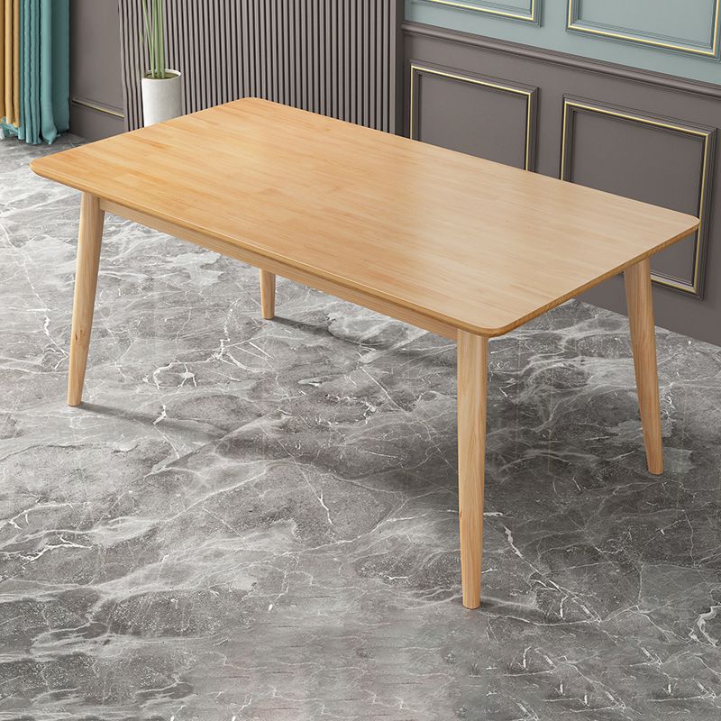 Modern Style Rubberwood Solid Wood Dining Table Brown Rectangle Table with 4 Legs for Home Use Clearhalo ' dining_table' 'Dining Tables & Seating' 'Dining Tables' 'furn' 'furn_dining_table' 'Furniture' 'furniture_dining_table' 'Kitchen & Dining Furniture' 'kitchen&dining_furn' 'kitchen' 'kitchen_dining_table' 1200x1200_5fe9e058-e78d-4525-8fb2-57f71ac93ba4