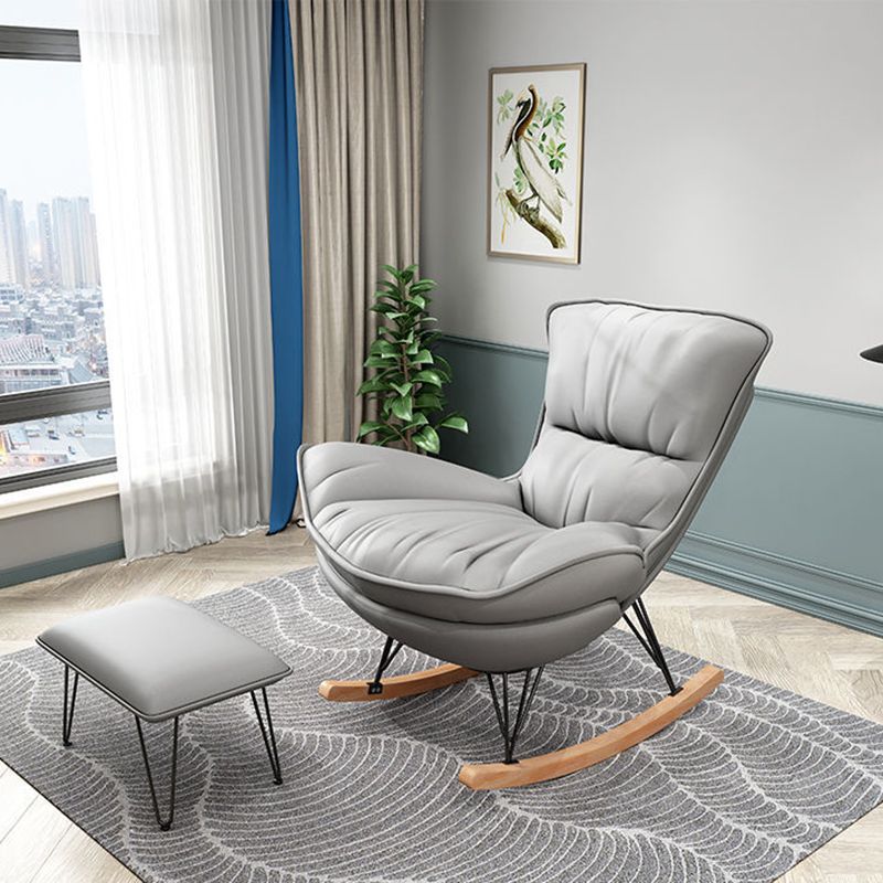 Modern Style Rocking Chair Upholstered Faux Leather Rocking Accent Chair Chair Clearhalo 'Chairs & Seating' 'furn' 'furn_rocking_chairs' 'Furniture' 'Living Room Furniture' 'Rocking Chairs' 'rocking_chairs' 1200x1200_5fea5d47-6af9-410d-ab1c-66b2904e09a3