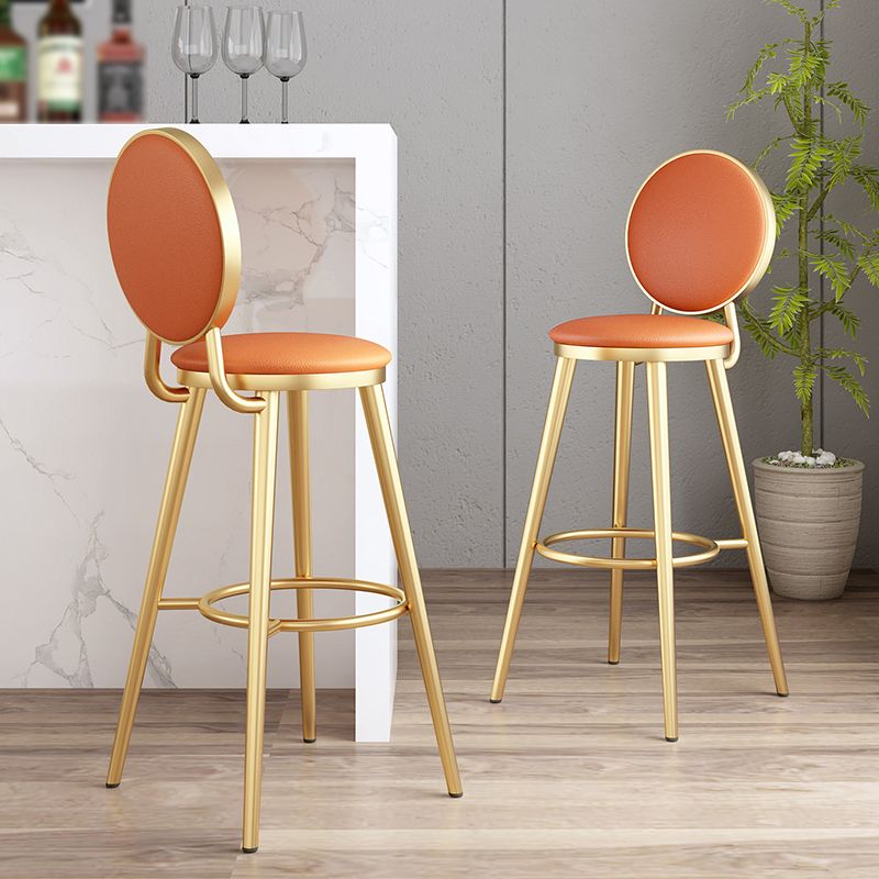 Glam Jewelry Shop PU Leather Stool Orange Footrest Low Back Stool Clearhalo 'Bar Furniture' 'Bar Stools' 'bar_stools' 'furn' 'furn_bar_stools' 'Furniture' 'furniture_bar_stools' 'Kitchen & Dining Furniture' 1200x1200_5feb18d4-5b4d-428a-80b0-f3d7c71127d5