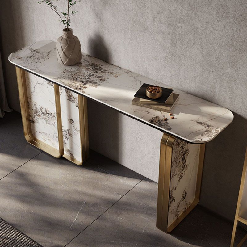 Tavolo accento console dorata glam tavolo di divano console in pietra per hall