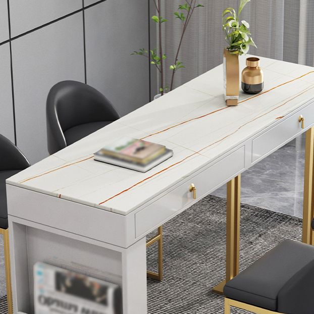 Marble Bistro Bar Table with Rectangle Table Top Double Pedestal Table Clearhalo 'Bar Furniture' 'Bar Tables' 'bar_tables' 'furn' 'furn_bar_tables' 'Furniture' 'Kitchen & Dining Furniture' 1200x1200_5feba270-9cc2-4c35-a13c-24a72a14b06f