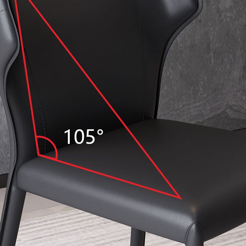 Chaise latéral en cuir moderne finition mate avec ailes pour salle à manger