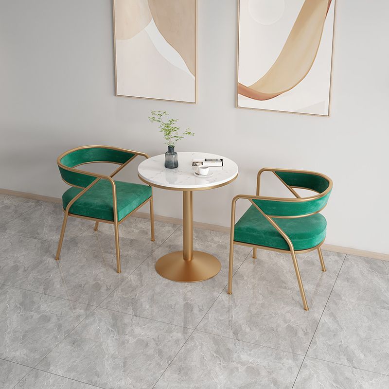 Glam Style Arm Dining Chairs Gold Iron Frame Open Back Dining Side Chair