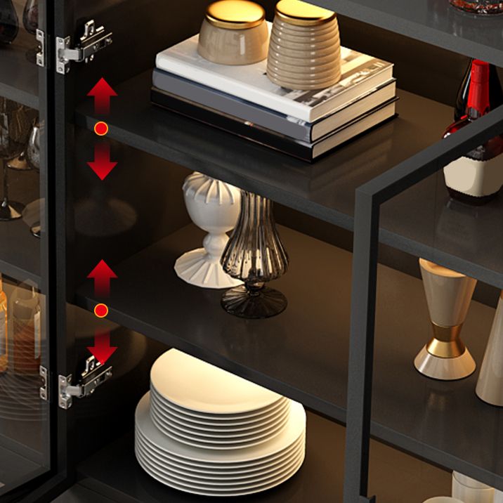 Contemporary Style Sideboard Wood Glass Doors Side Board with Cabinets Clearhalo 'buffet_sideboard' 'Buffets & Sideboards' 'furn' 'furn_buffet_sideboard' 'Furniture' 'Kitchen & Dining Furniture' 1200x1200_5fee0ac7-a342-4e02-86c8-ec5fe100b258