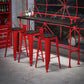 Industrial Red and Black Pub Table Set 1/2/4 Pieces Rectangle Trestle Pub Dining Set