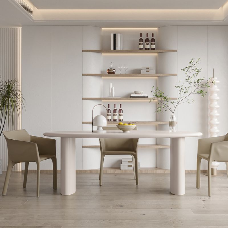 Modern massief hout schrijfde bureau ovaal wit en beige Office Desk Parsons