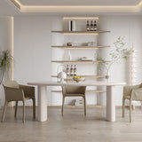 Modern massief hout schrijfde bureau ovaal wit en beige Office Desk Parsons