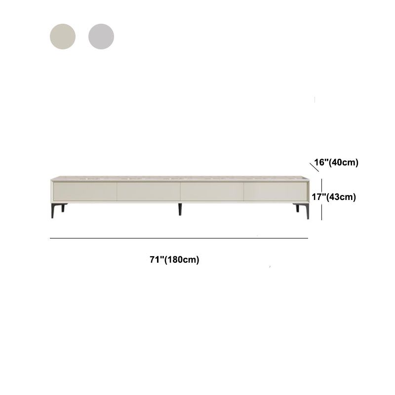 Consola de TV contemporánea, soporte de televisión blanca mate/ brillante con 4 cajones