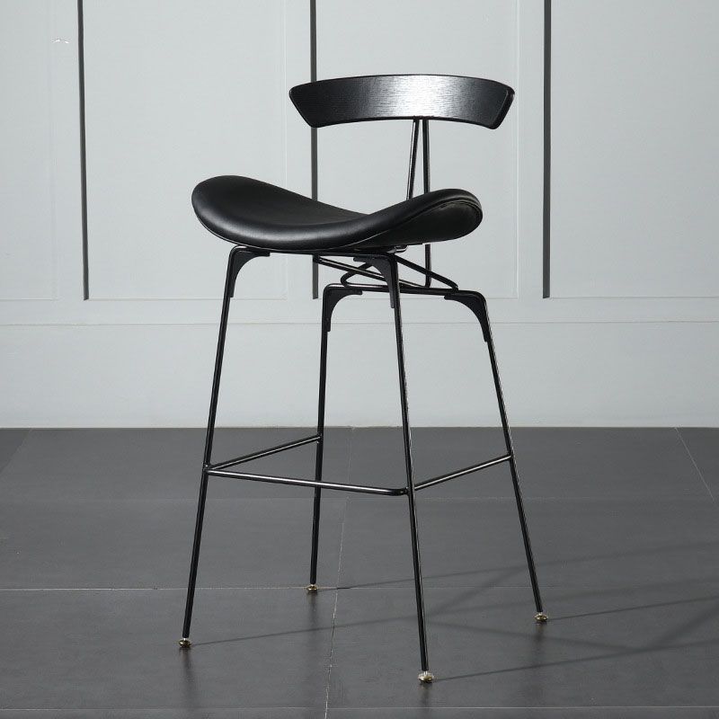Industrial Footrest Low Back Barstool Matte Finish Leather Milk Tea Shop Stool Clearhalo 'Bar Furniture' 'Bar Stools' 'bar_stools' 'furn' 'furn_bar_stools' 'Furniture' 'furniture_bar_stools' 'Kitchen & Dining Furniture' 1200x1200_5ff2a7ba-9dbb-4d7d-b03a-fb788a4b3f36