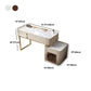 Glam Beige Makeup Vanity Set 30" Tall Glass/Slate Top Dressing Table Clearhalo 'Bedroom Furniture' 'furn' 'furn_makeup_vanities' 'Furniture' 'Makeup Vanities' 'makeup_vanities' 1200x1200_5ff5355f-2dda-4aef-948b-6f642992da91