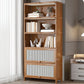 13 "brede houten boekenkast bamboe lichtbruine boekenplank met deuren