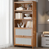13 "brede houten boekenkast bamboe lichtbruine boekenplank met deuren