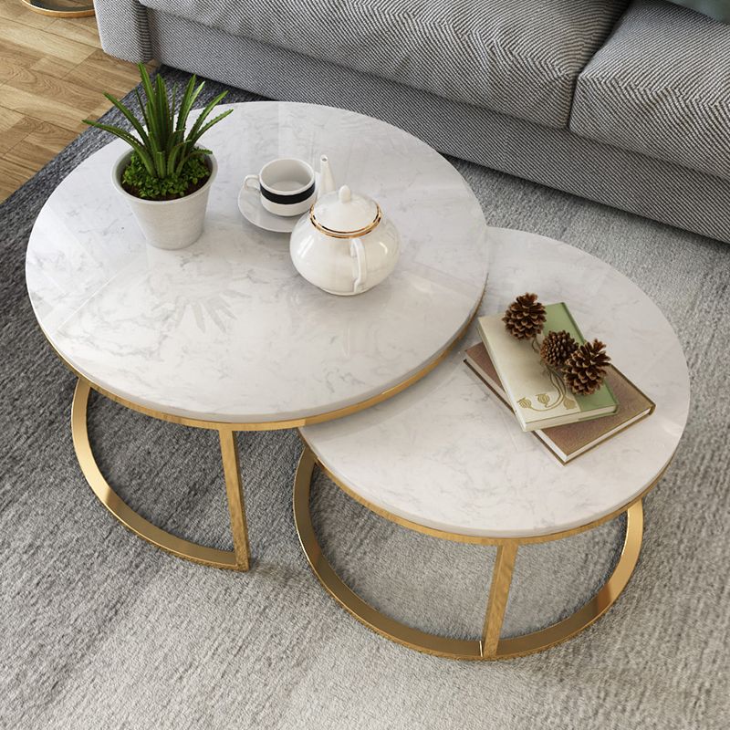 Frame Glam Simple Coffee Table Marble Round Cocktail Table Set Clearhalo 'Coffee & Accent Tables' 'Coffee Tables' 'coffee_tables' 'furn' 'furn_coffee_tables' 'Furniture' 'Living Room Furniture' 1200x1200_5ff5ea00-7139-4de8-994b-a5ee5da96c22