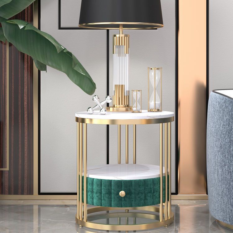 Glamour 1 - Mesa de acento de cajones Nightsand de 21.65 "Mesa nocturna de piedra de altura