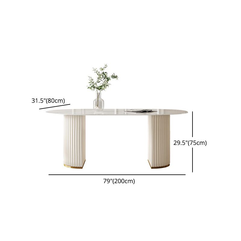 Contemporary Oval Dining Table Sintered Stone Top Double Pedestal Table Clearhalo 'Dining Tables & Seating' 'Dining Tables' 'dining_table' 'furn' 'furn_dining_table' 'Furniture' 'Kitchen & Dining Furniture' 1200x1200_5ff89e58-7c02-4cd9-9286-2786f62765be