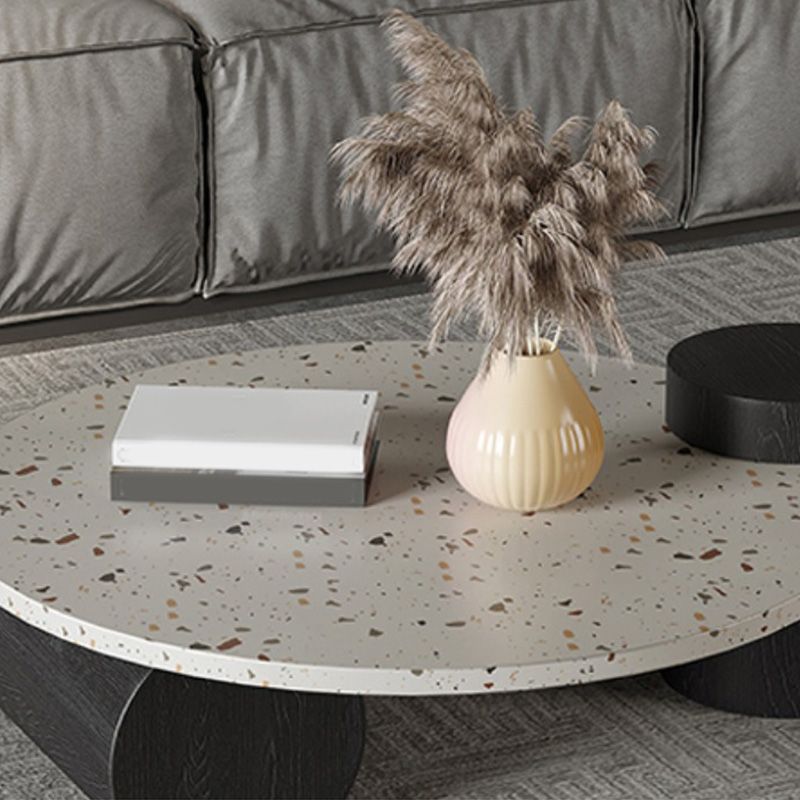 Modern Stone Coffee Table Round Abstract Coffee Cocktail Table