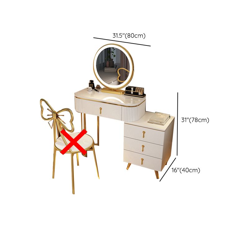 Mirrored Vanity Table and Stool Set Engineered Wood Vanity Desk