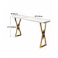 Glam Gold Iron Bar Dining Table White Wood Rectangle Indoor Bistro Table Clearhalo 'Bar Furniture' 'Bar Tables' 'bar_tables' 'furn' 'furn_bar_tables' 'Furniture' 'furniture_bar_tables' 'Kitchen & Dining Furniture' 1200x1200_5ff99210-b25d-42b5-95fe-d4ae528457e4