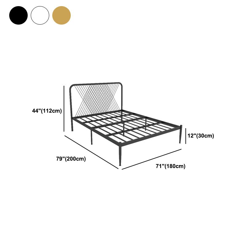 Contemporary Style Solid Color Bed Frame Metal Bed with Headboard